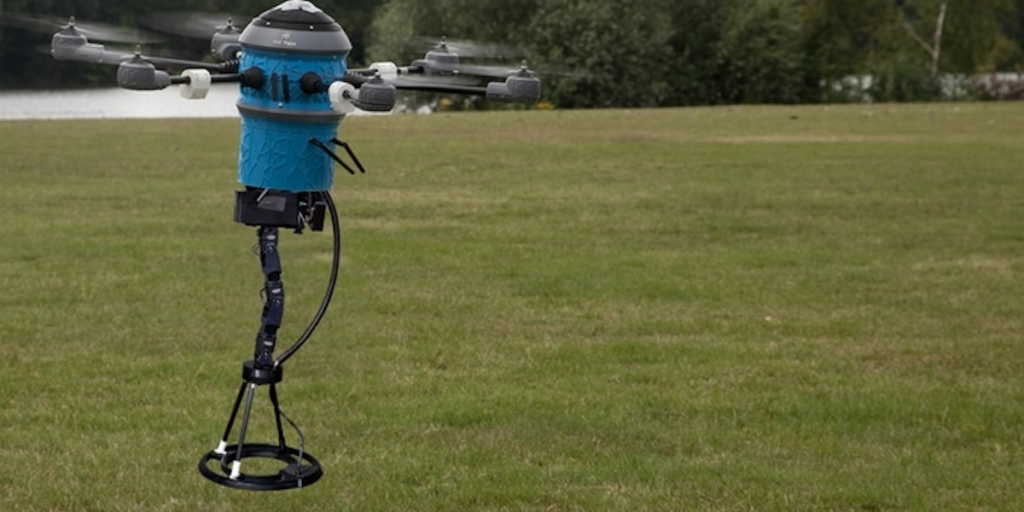 Prototype drone designed to detect and flag landmines. 